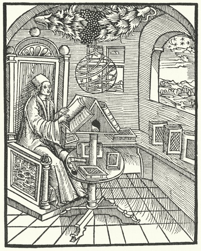 Szobabelső egy tudóssal a munkahelyén, c1500 alkotó: German School
