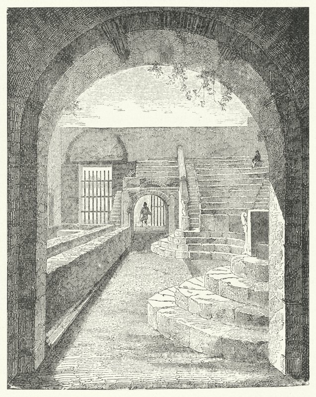 A Pompeii Kis Színház romjai (metszet) alkotó: German School