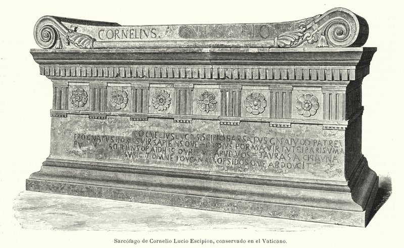 Lucius Cornelius Scipio Barbatus római katona és konzul szarkofágja a Vatikánban, Róma alkotó: German School
