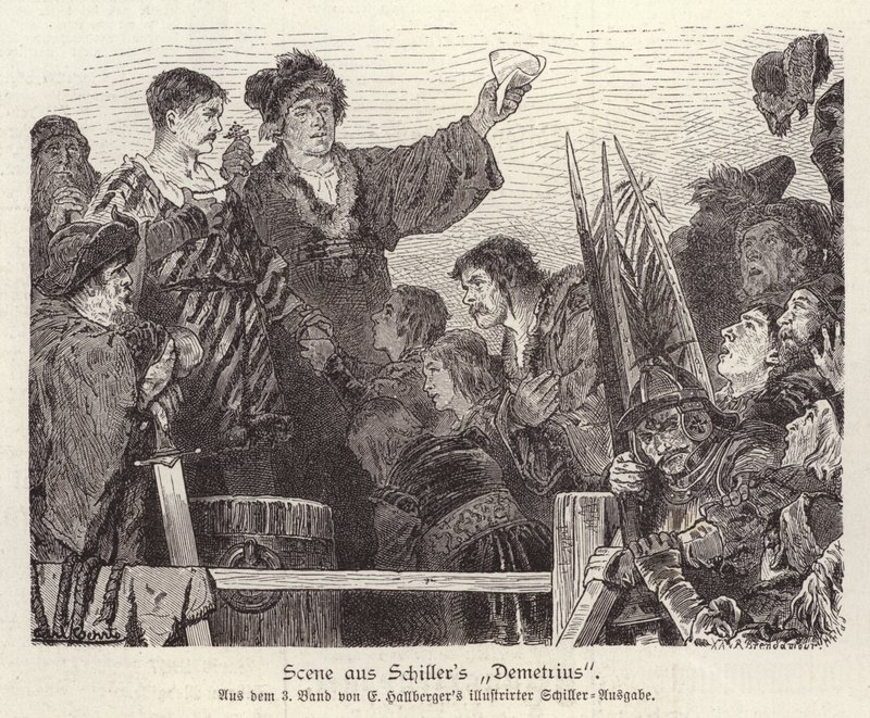 Jelenet Friedrich Schiller Demetrius című befejezetlen drámájából (metszet) alkotó: German School