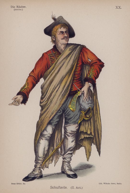 Schufterle, Friedrich Schillertől a Die Rauberből (A rablók) (színes litó) alkotó: German School