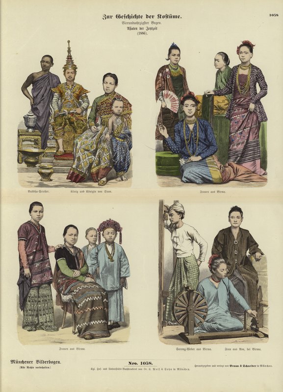Sziámi és burmai jelmezek, 1886 alkotó: German School