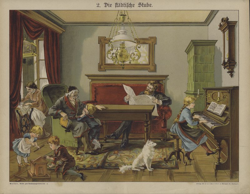Nappali a városban (színes litho) alkotó: German School