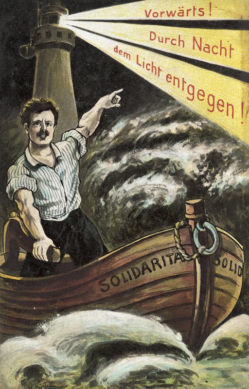 Szocialista propaganda képeslap (színes litó) alkotó: German School