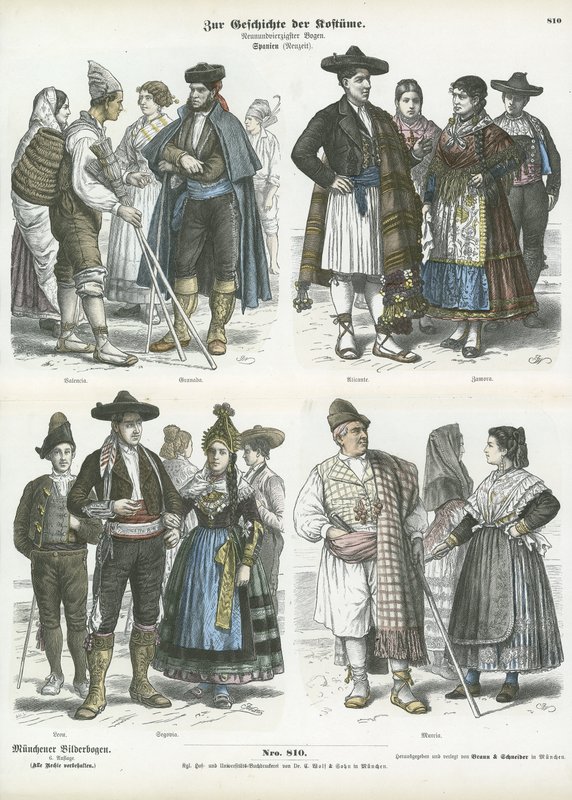 Spanyol regionális viseletek, 19. század alkotó: German School