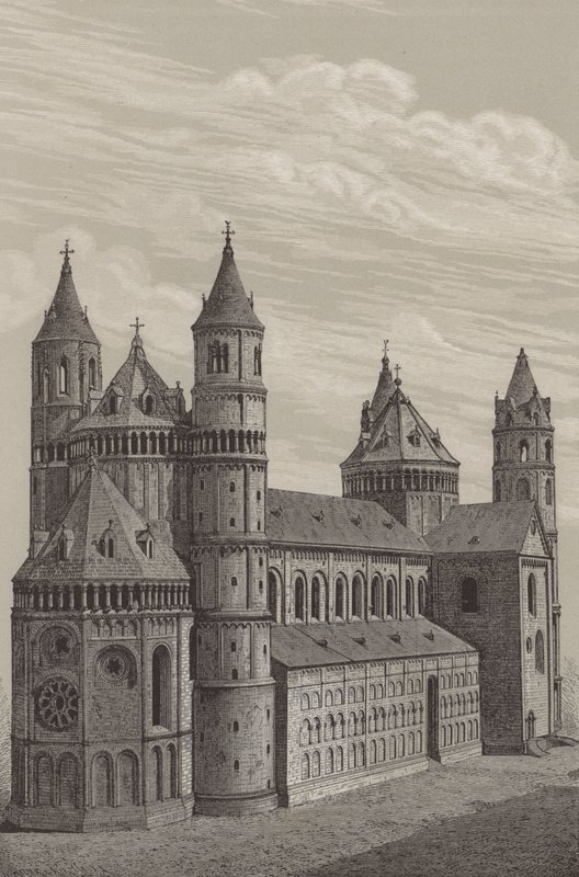 Szent Péter-dóm, a katedrális Wormsban, Németországban (litho) alkotó: German School