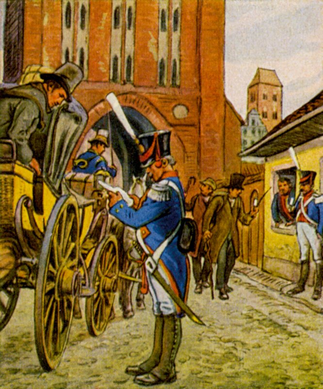Stadtsoldaten Am Tor / Városi katonák a kapunál (színes litográfia) alkotó: German School