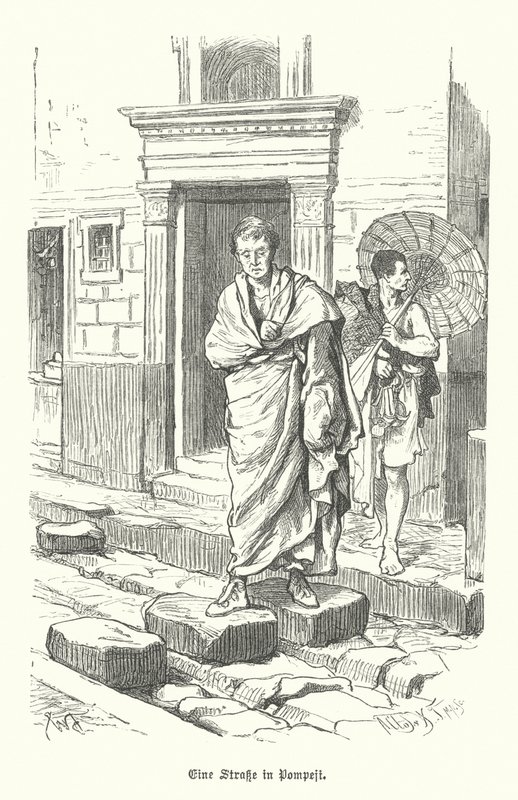 Utca az ókori római Pompeii városában (metszet) alkotó: German School