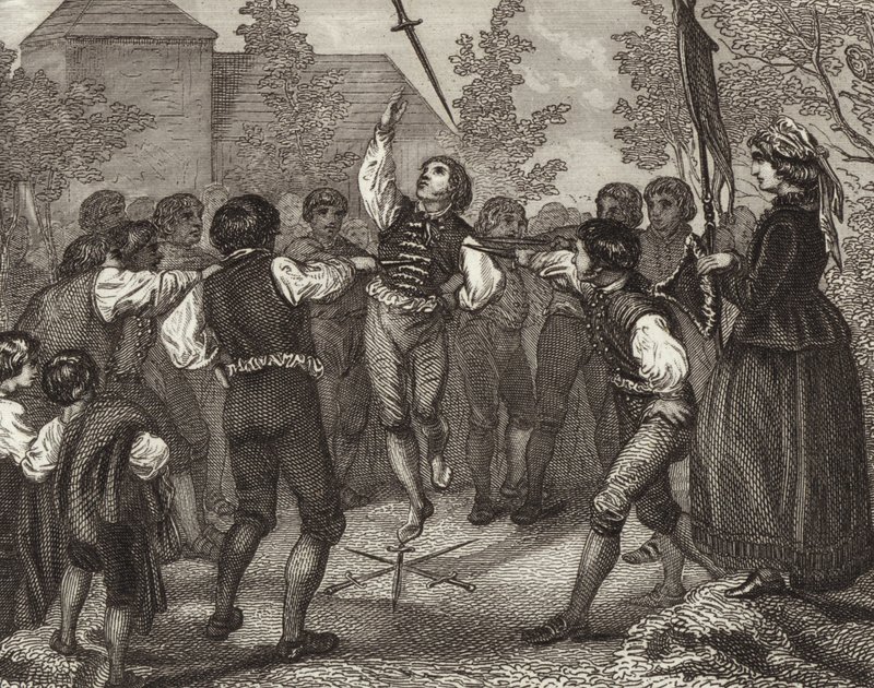 Sword dance, Dithmarschen, Schleswig-Holstein. Illustration for Bilder-Atlas (engraving) alkotó: German School