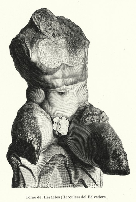 A Belvedere Torso, a római szobor, amelyet hagyományosan Herkules (litho) ábrázolásának tartottak. alkotó: German School
