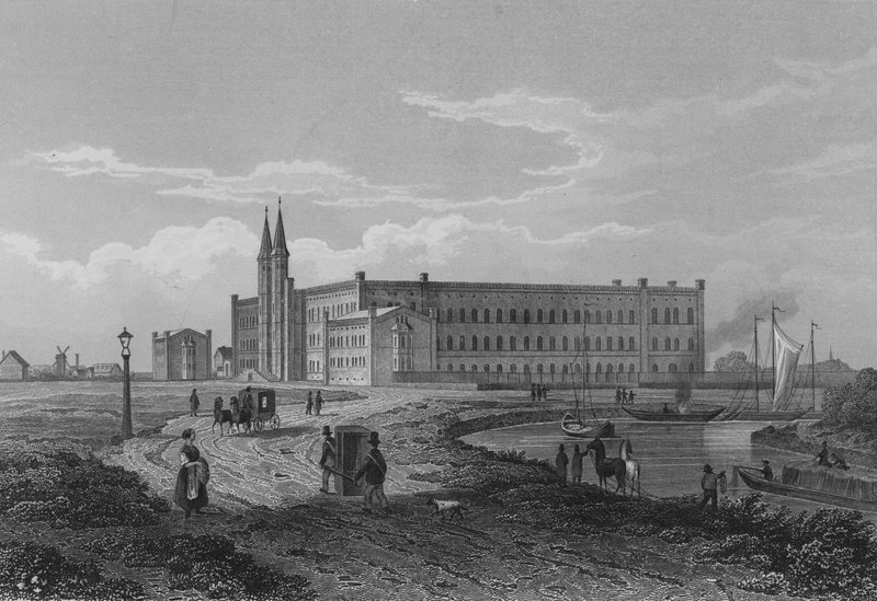 A Bethanien Kórház, Berlin (acélmetszet) alkotó: German School
