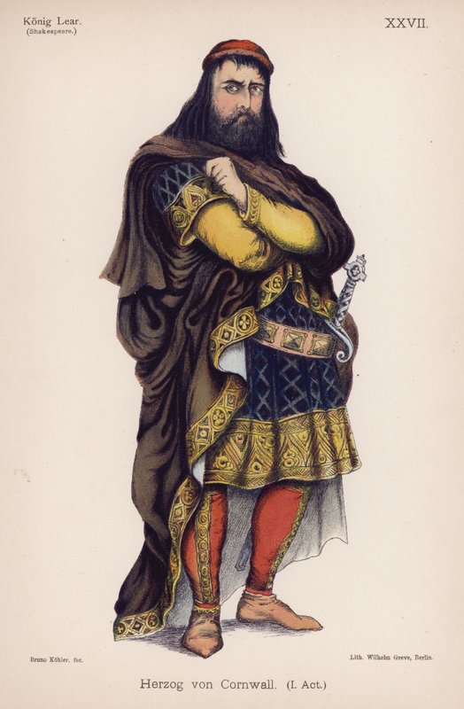 Cornwall hercege, Shakespeare Lear királyából (színes litó) alkotó: German School