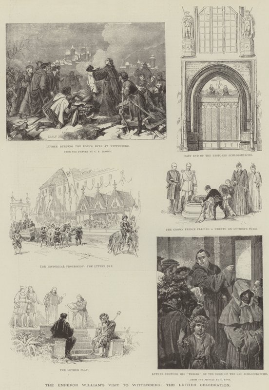 Vilmos császár látogatása Wittenbergben, a Luther-ünnep (metszet) alkotó: German School