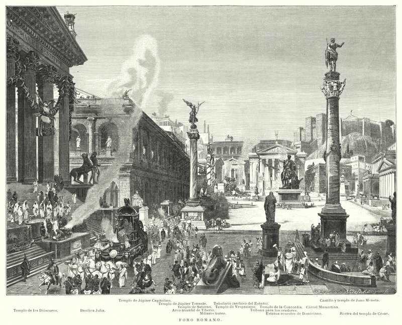 A fórum, ókori Róma (litho) alkotó: German School