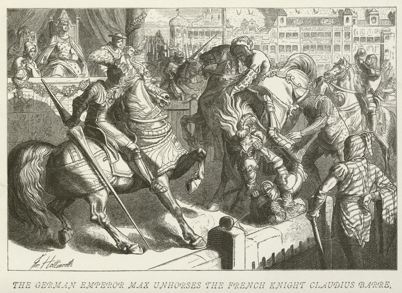 Max német császár leváltja Claudius Barre francia lovagot alkotó: German School