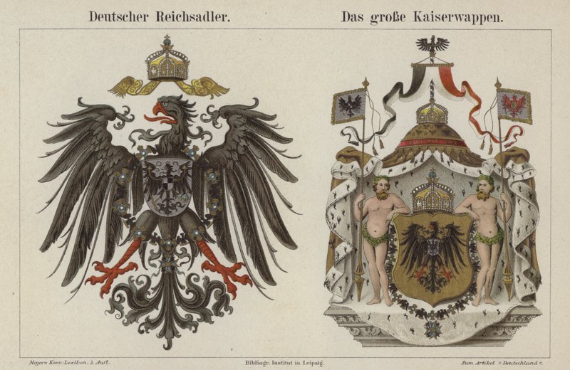 A német birodalmi sas és a császár nagy címere (színes litó) alkotó: German School