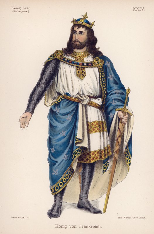 Franciaország királya, Shakespeare Lear király című művéből (színes litó) alkotó: German School
