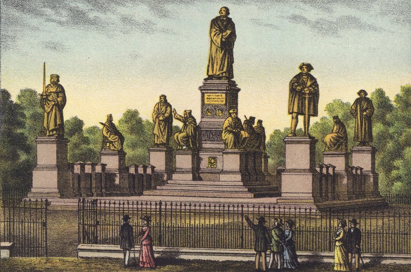 Luther emlékmű Wormsban (chromolitho) alkotó: German School