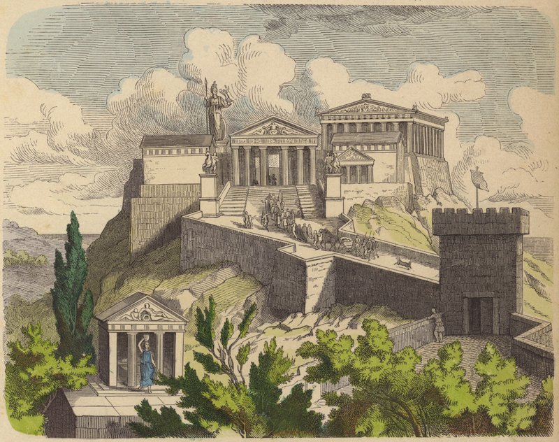 Parthenon az Akropoliszon, Athén (színes metszet) alkotó: German School