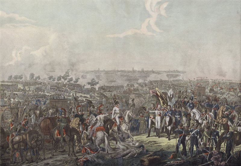 Schwarzenberg hercege 1813. október 18-án este hírül adta a lipcsei csata győzelmét a szövetséges uralkodóknak alkotó: German School