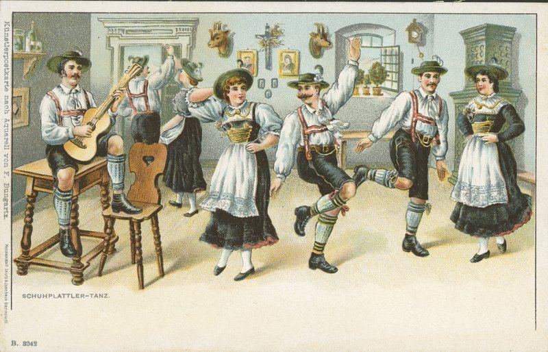 A Schuhplattler tánc (színes litó) alkotó: German School