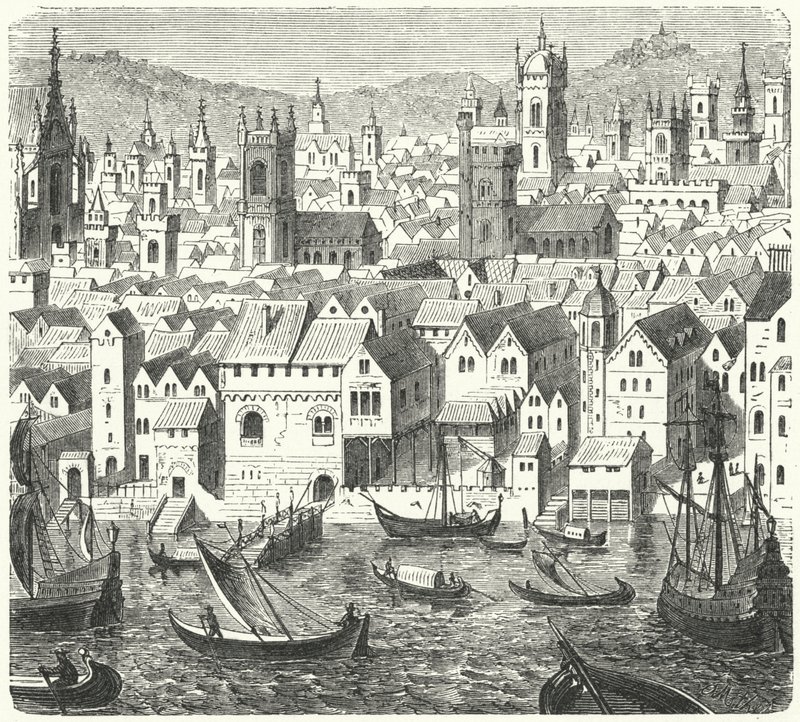 A Steelyard, a Hanza-szövetség kereskedelmi bázisa Londonban alkotó: German School