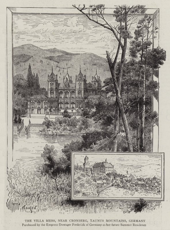 A Villa Reiss, Cronberg közelében, Taunus-hegység, Németország (metszet) alkotó: German School