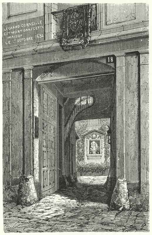 A párizsi ház, ahol Pierre Corneille francia drámaíró 1684-ben meghalt (metszet) alkotó: German School