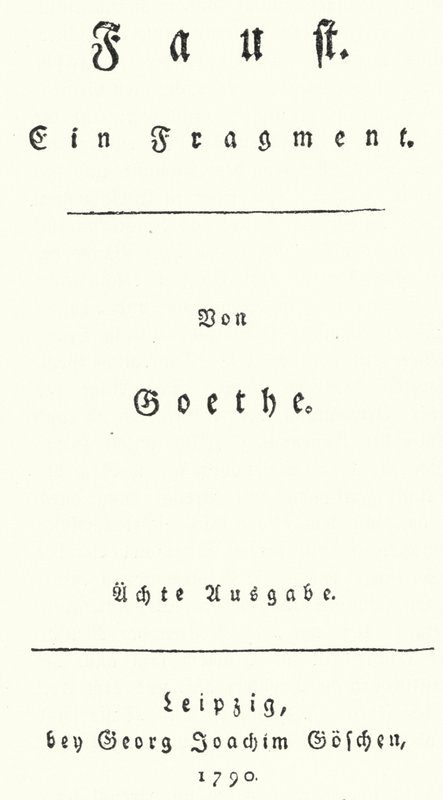 Címlap a Faust első kiadásából, Johann Wolfgang Von Goethe (metszet) alkotó: German School