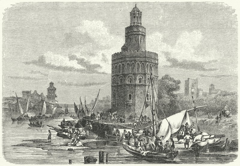 Torre del Oro, Sevilla, Spanyolország (metszet) alkotó: German School