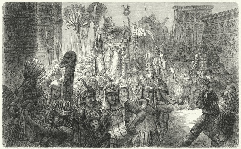 Egy ókori egyiptomi fáraó diadalmenete (metszet) alkotó: German School