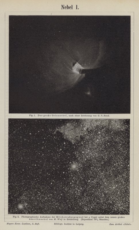 Kilátás az Orion-ködről és a Tejútról Deneb környékén (metszet) alkotó: German School