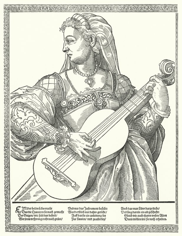 Nő gitáron (metszet) alkotó: German School