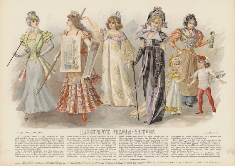 Női jelmezek és divat (színes litho) alkotó: German School