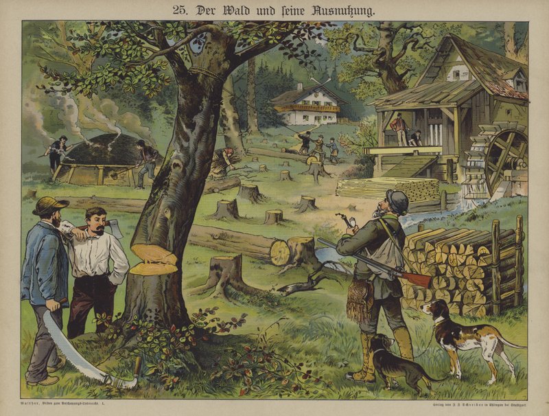 Famunkások (színes litho) alkotó: German School