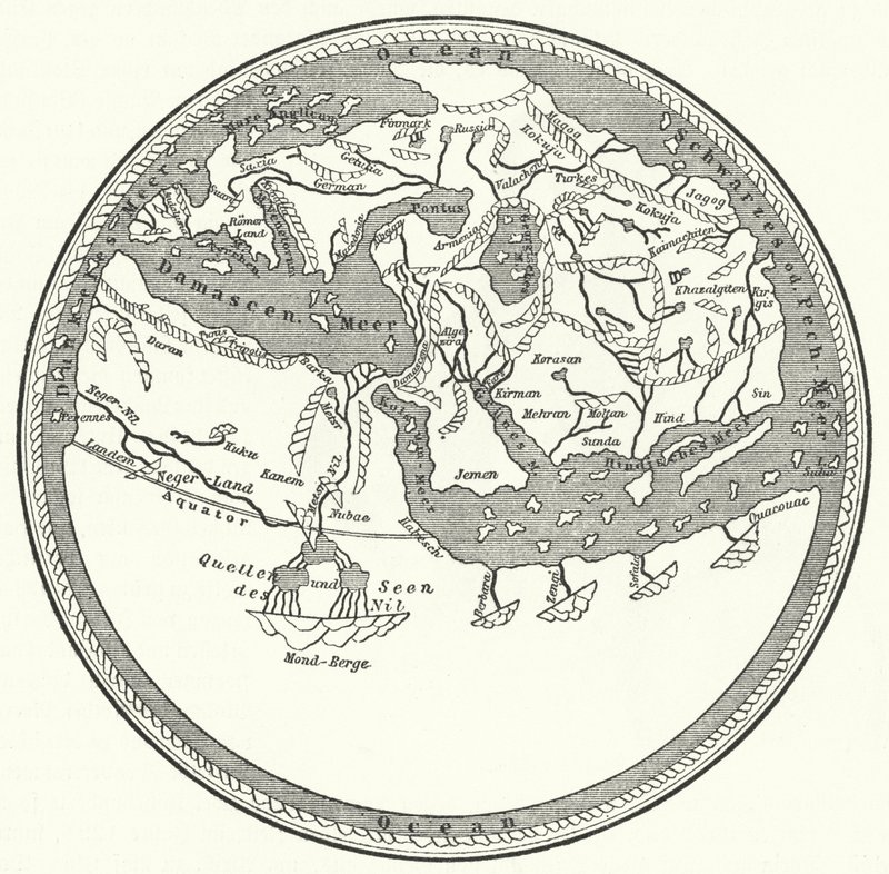 Muhammad al-Idrisi arab geográfus és térképész világtérképe alkotó: German School