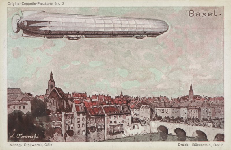Zeppelin repül Bázel felett alkotó: German School