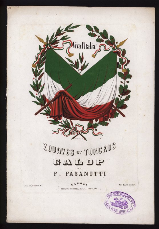 Zouaves et Turckos, F Fasanotti galopp, kottaborító (színes litó) alkotó: German School