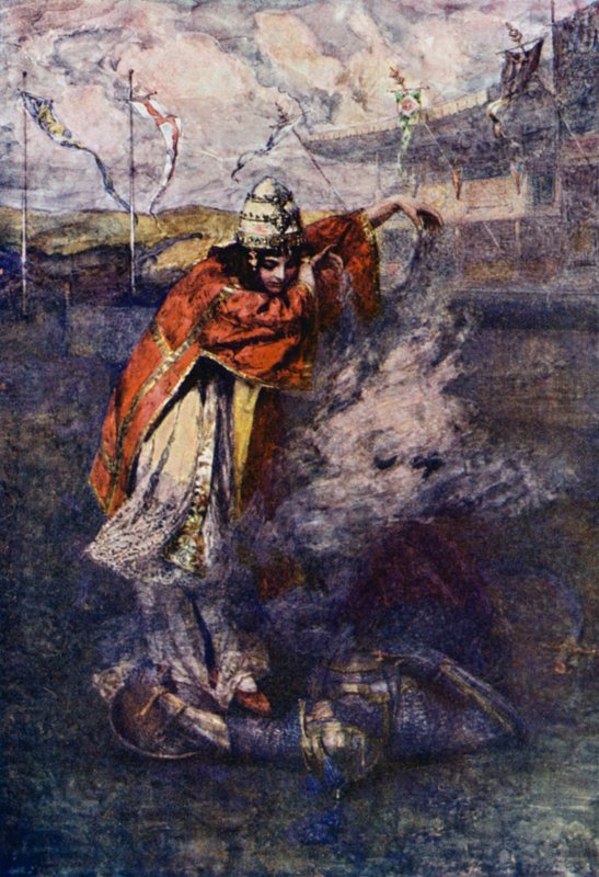Duessa eloszlatta az Elvarázsolt Felhőt (színes litó) alkotó: Gertrude E. Demain (after) Hammond