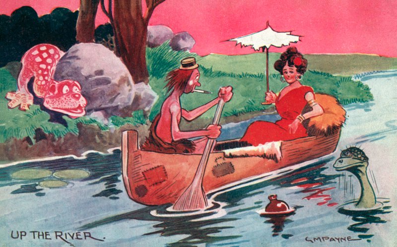 A kőkorszak: a folyón felfelé (színes litográfia) alkotó: Gilbert Morris Payne