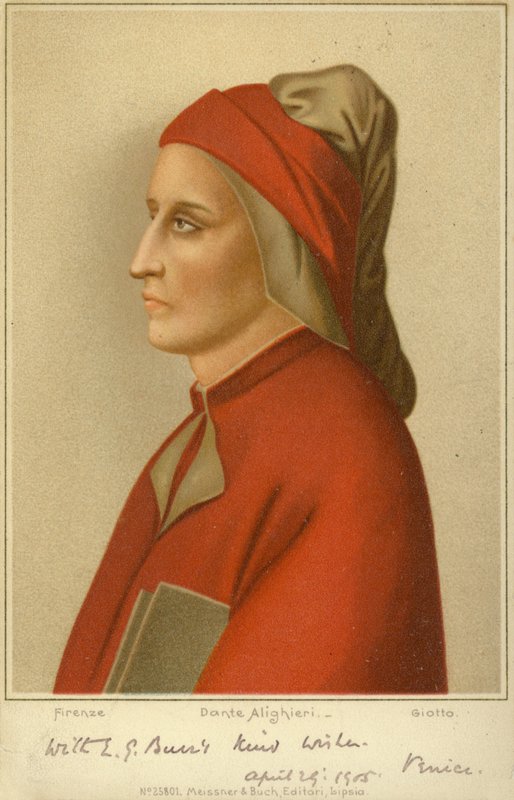 Dante Alighieri (c1265-1321), olasz költő (chromolitho) alkotó: Giotto di Bondone