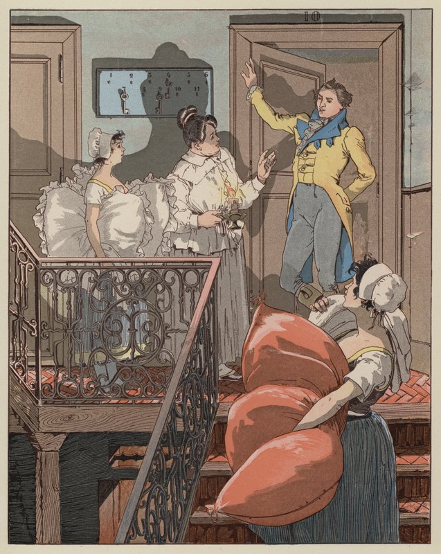 Jelenet a La Dame de Gai-Fredonból, Quatrelles (Ernest LEpine) alkotó: Giovanni Antonio Bazzi after Sodoma