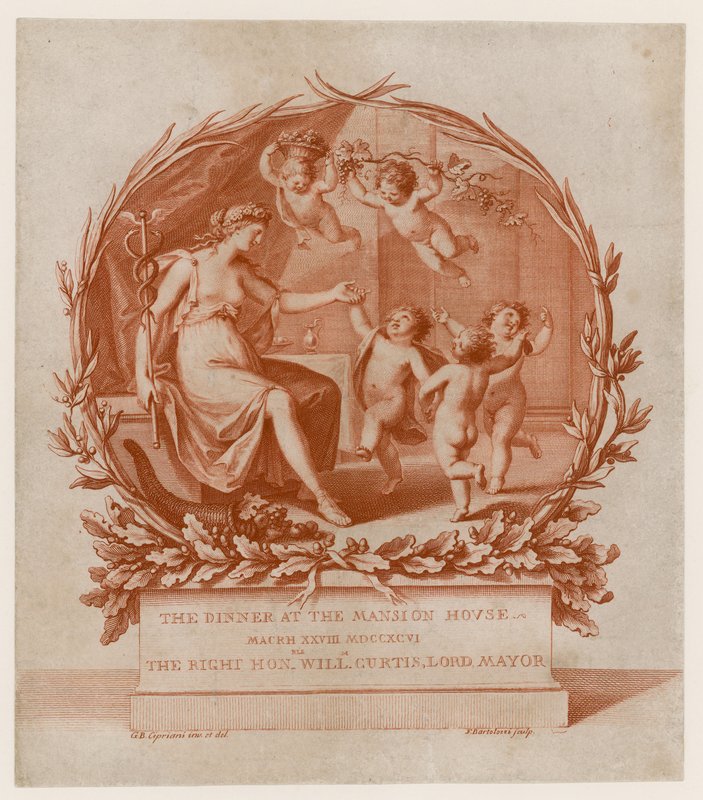 Meghívás vacsorára a londoni Mansion House-ban, 1796. március 28-án (metszet) alkotó: Giovanni Battista Cipriani
