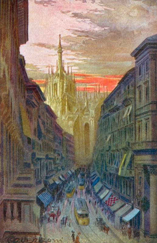 Milánó / Milan: Corso Vittorio Emanuele II (színes litográfia) alkotó: Giovanni Guerzoni