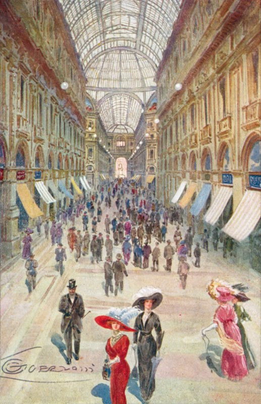 Milánó / Milan: Galleria Vittorio Emanuele II (színes litográfia) alkotó: Giovanni Guerzoni