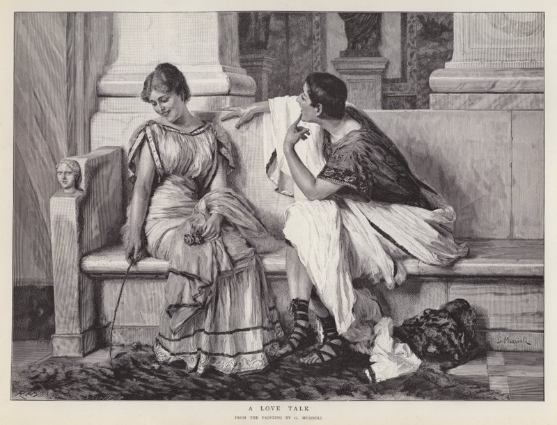 Szerelmi beszélgetés (litho) alkotó: Giovanni Muzzioli