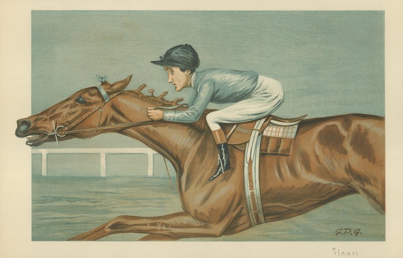 Tod Sloan, An American jockey, 1899. május 25., Vanity Fair karikatúra alkotó: Godfrey Douglas Giles