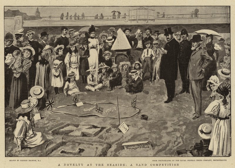 Egy újdonság a tengerparton, egy homokverseny alkotó: Gordon Frederick Browne