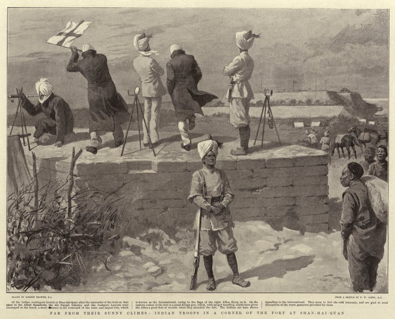 Távol a napsütötte éghajlattól, indiai csapatok a Shan-Hai-Quan-i erőd egyik sarkában alkotó: Gordon Frederick Browne