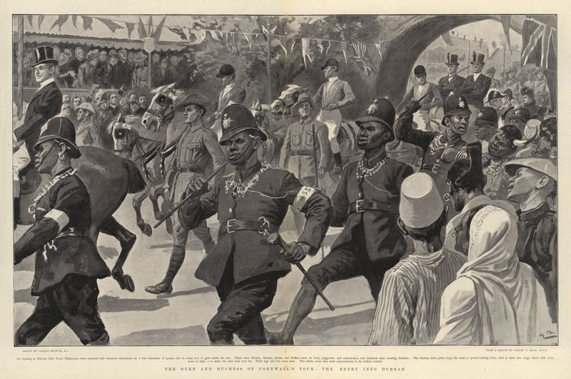 Cornwall hercege és hercegnője körútja, belépés Durbanbe alkotó: Gordon Frederick Browne